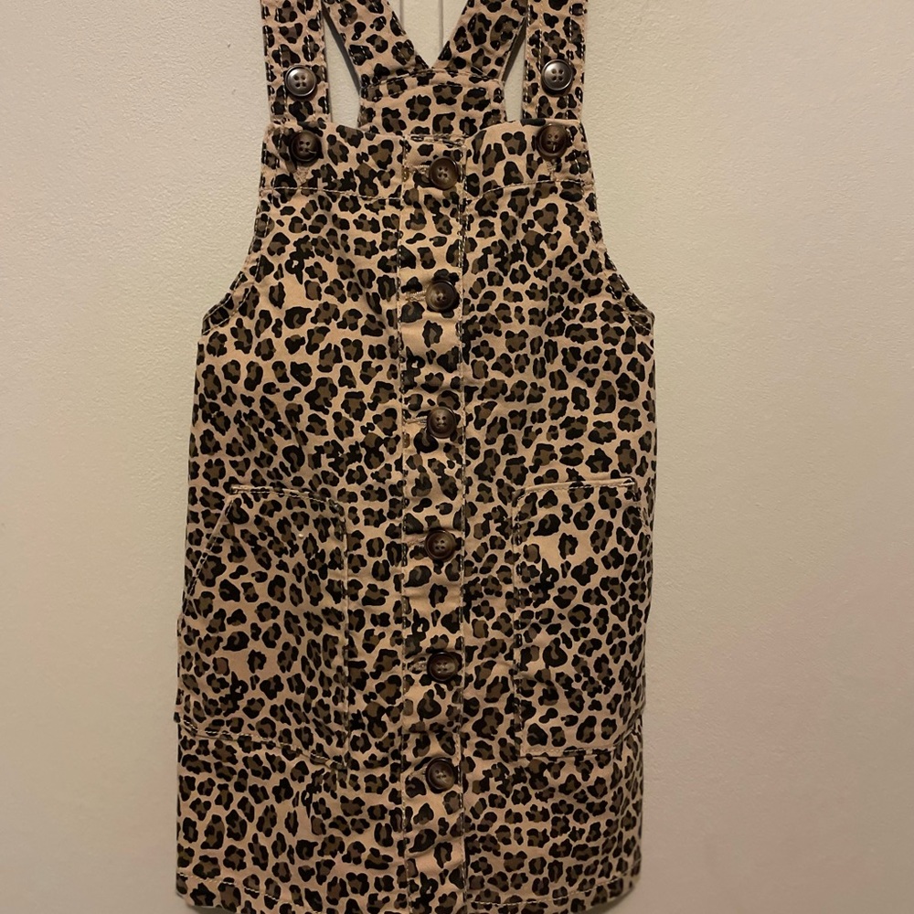 Girls Wonder Nation Leopard Overall Jean Dress